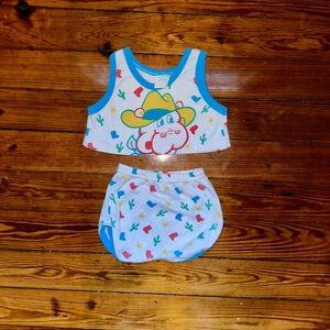 Vintage Colorful Cartoon Tank Top and Shorts Set
